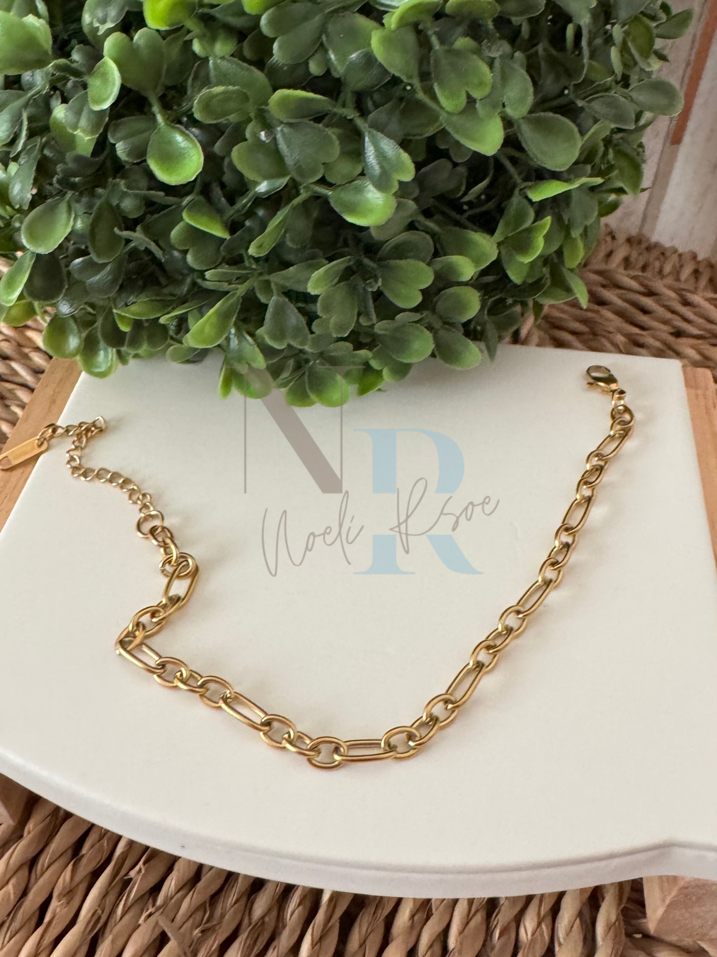 Pulsera de cadena rectangular dorada para charms